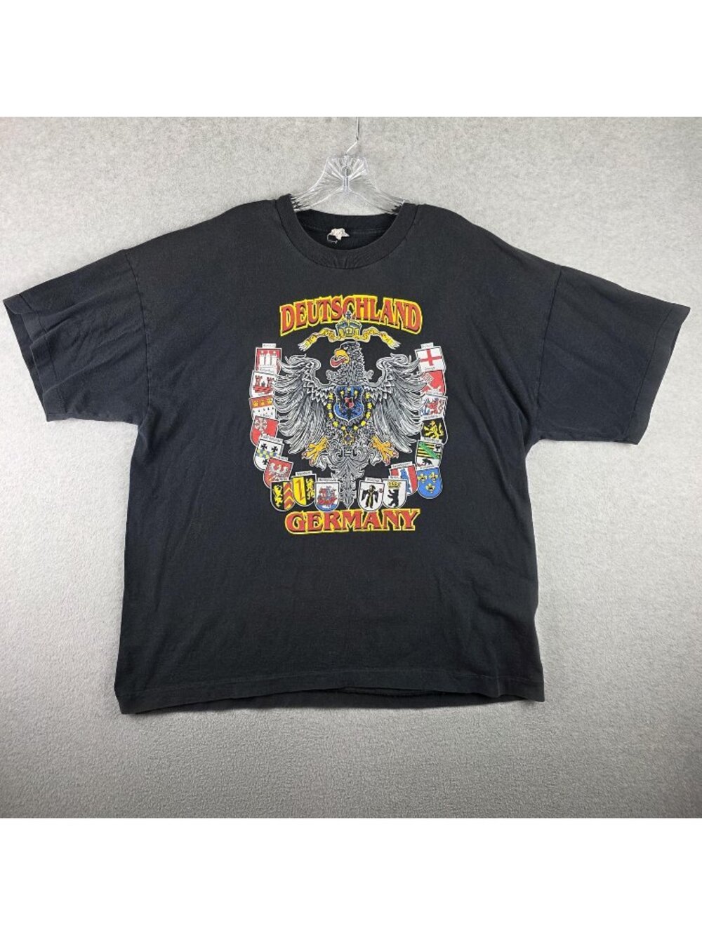 Vintage Deutschland Germany Shirt Mens XL Black Eagle Crest Graphic Single Stitc